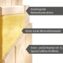 Detailaufnahme Karibu Sauna Swenna: Wandaufbau mit Dämmwolle und Profilholz.