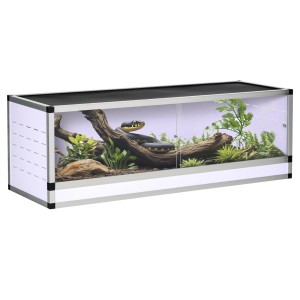 PawHut Terrarium (120x40x40cm) mit Schlange, Pflanzen und Deko. Ideal für Reptilien.