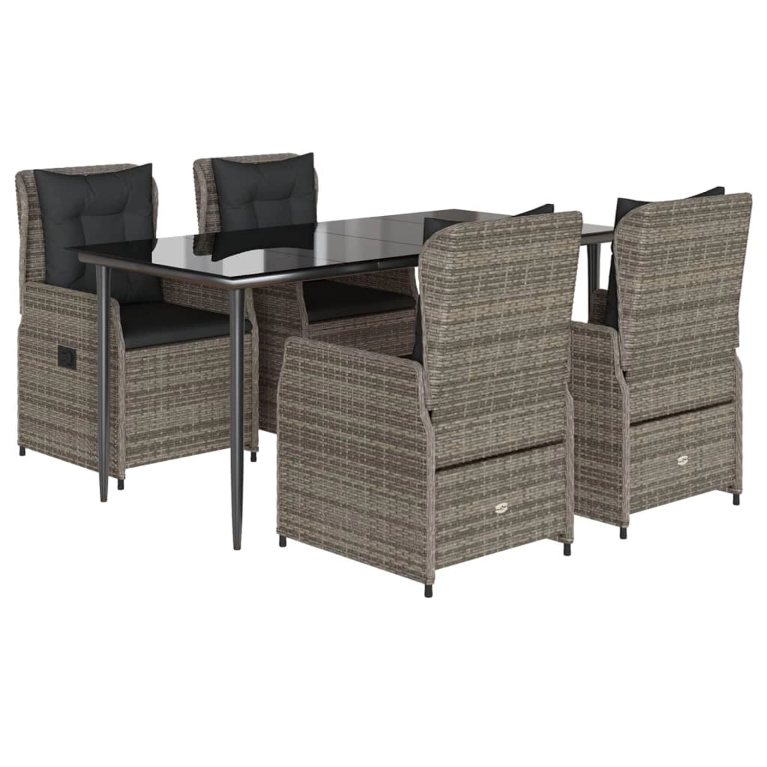 vidaXL 5-Tlg Garten-Essgruppe mit Kissen Grau Poly Rattan 3262857 günstig online kaufen