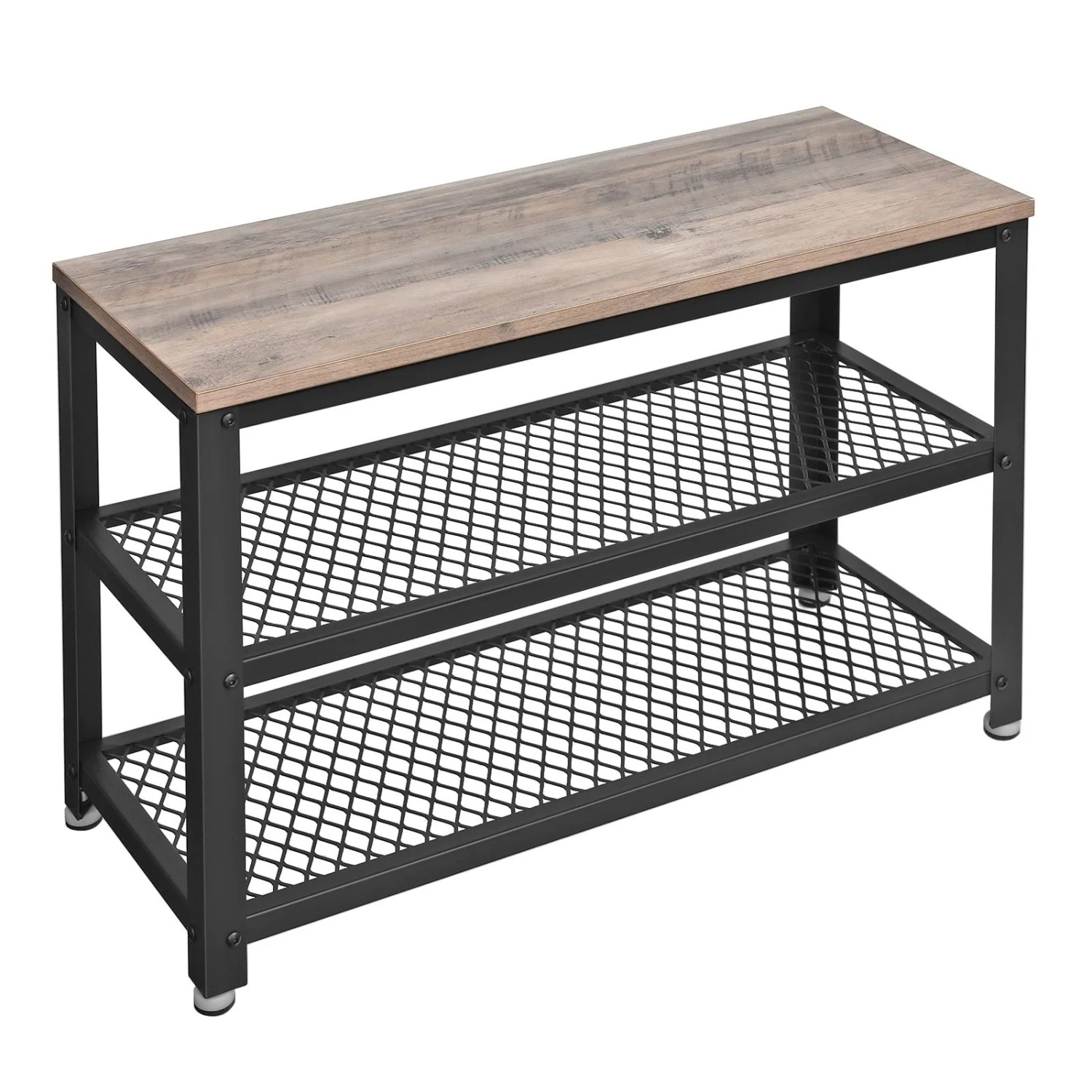 Songmics Schuhbank Daxton mit 2 Gitterablagen Greige-Schwarz günstig online kaufen