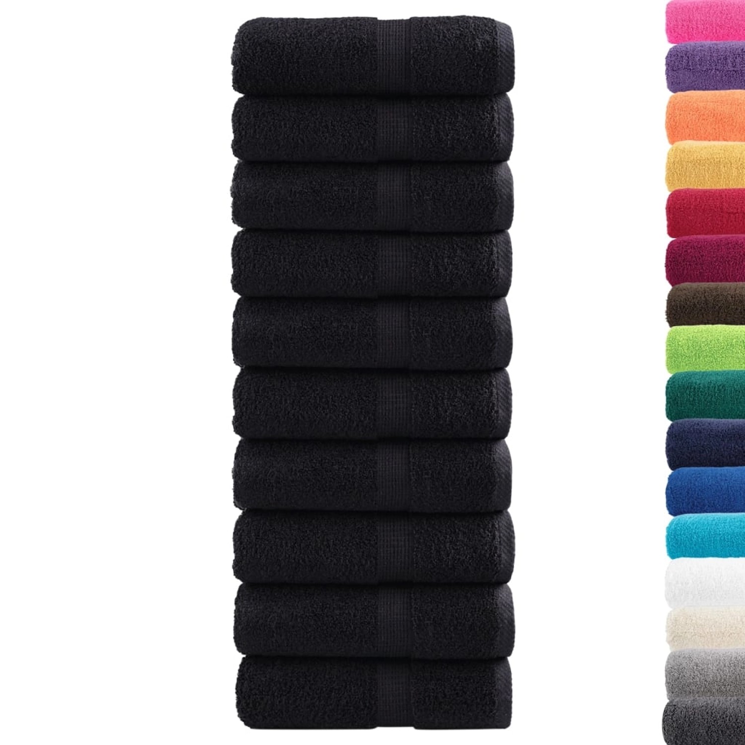 vidaXL Premium-Gästetücher SOLUND 10 Stk Schwarz 30x50 cm 600 g/m² 137424