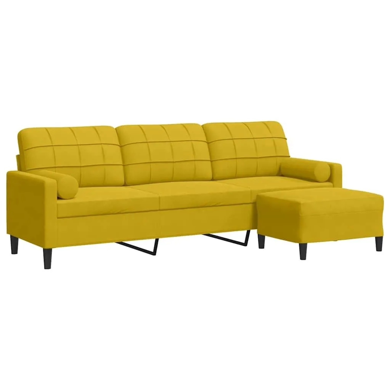 vidaXL Sofa 3-Sitzer mit Hocker Gelb 210 cm Samt 3278283