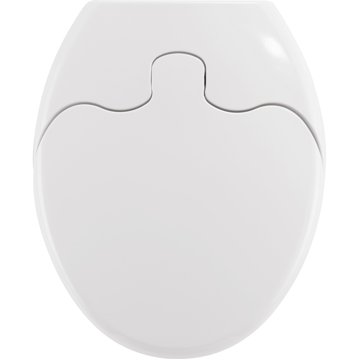 Weißer baliv WC-Sitz Fogo mit integriertem Kinder-WC-Sitz, Ansicht von oben.