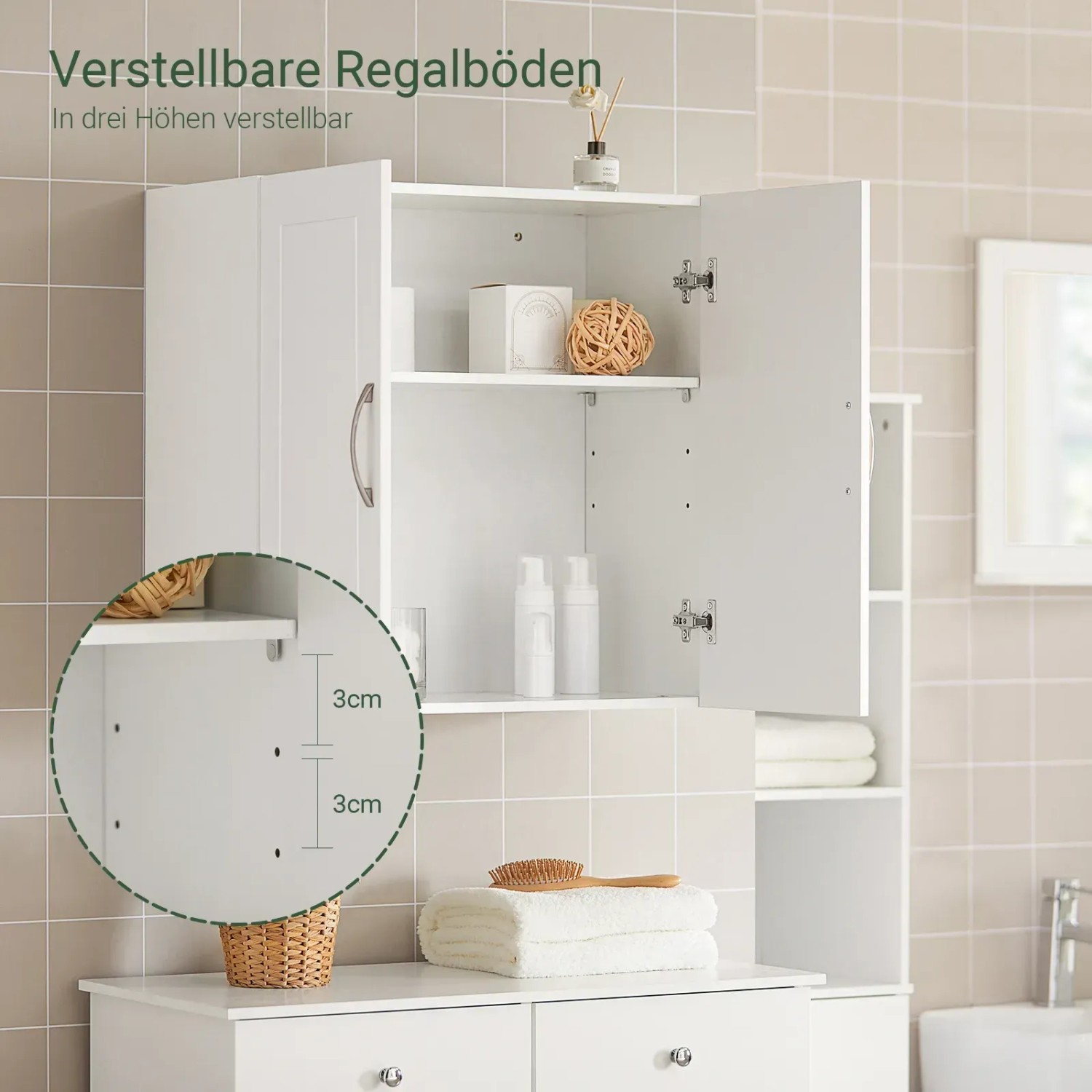 SoBuy Hängeschrank Bad FRG231-W 60 x 60 x 30 cm Weiß kaufen bei OBI