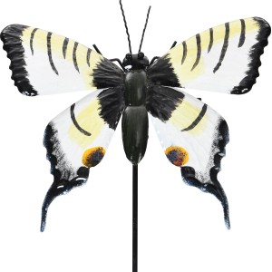 Gartenstecker Schmetterling, 110 cm, hellgelb, aus Metall für Beet und Kübel.