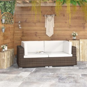 vidaXL Ecksofas 2 Stk mit Auflagen Poly Rattan Braun 47261