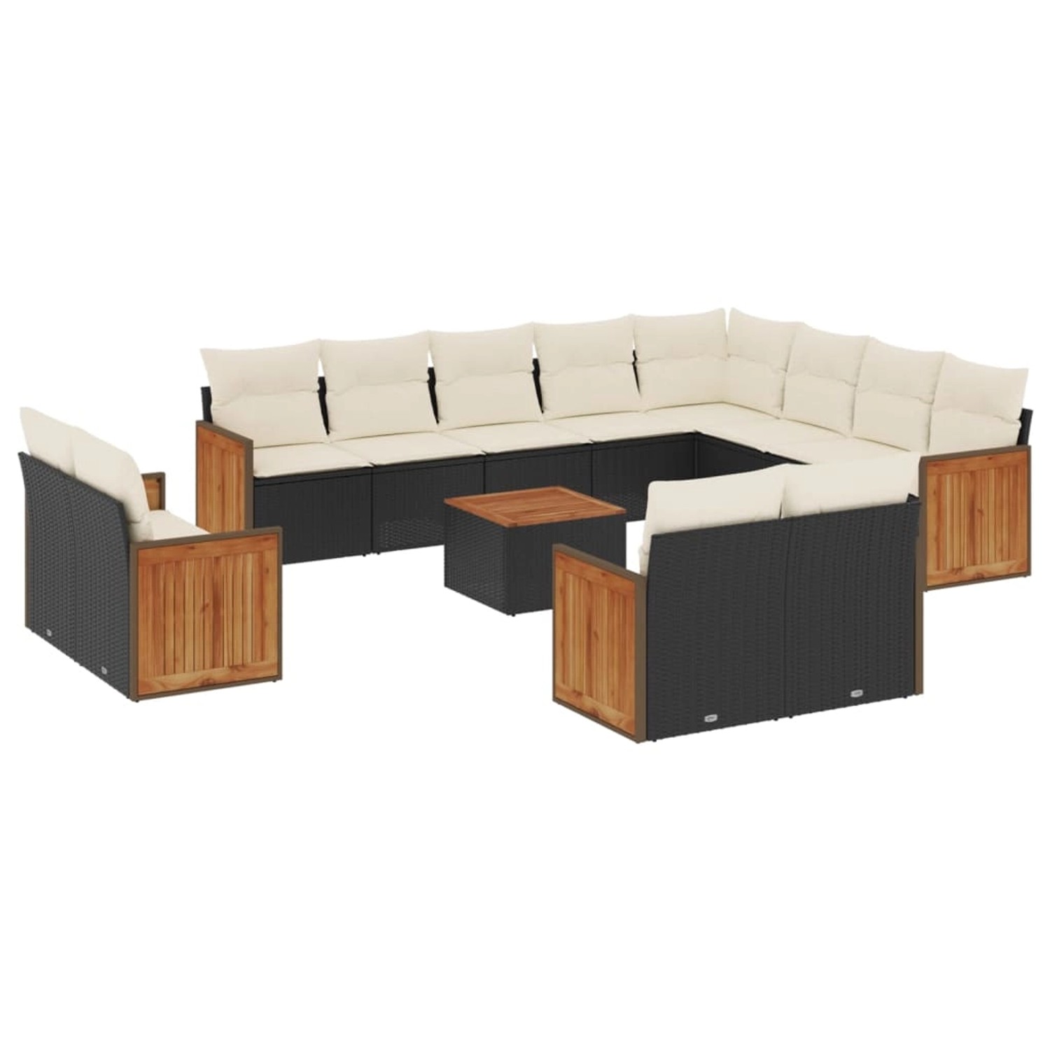 vidaXL 13-Tlg Garten-Sofagarnitur mit Kissen Schwarz Poly Rattan 3228198 günstig online kaufen