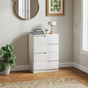 HOMCOM Kommode in Hochglanzweiß mit 4 Schubladen. Modernes Design für Schlafzimmer oder Wohnraum.