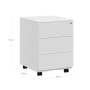 Weißer Songmics Aktenschrank mit 3 Schubladen und Rollen, 45,1x39x53,8 cm.