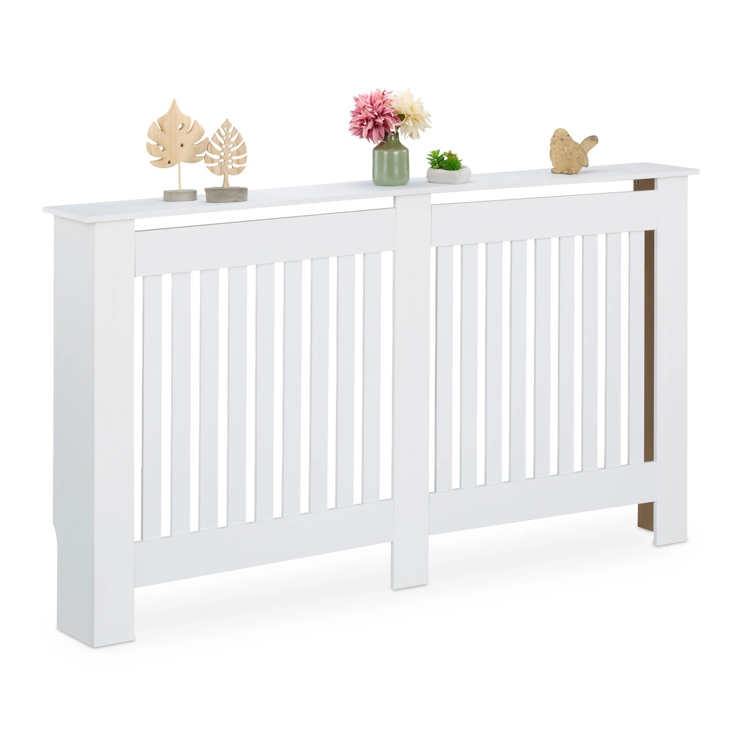 Relaxdays Heizkörperverkleidung MDF Weiß mit Ablage 152 cm x 83 cm x 19 cm 10 kg