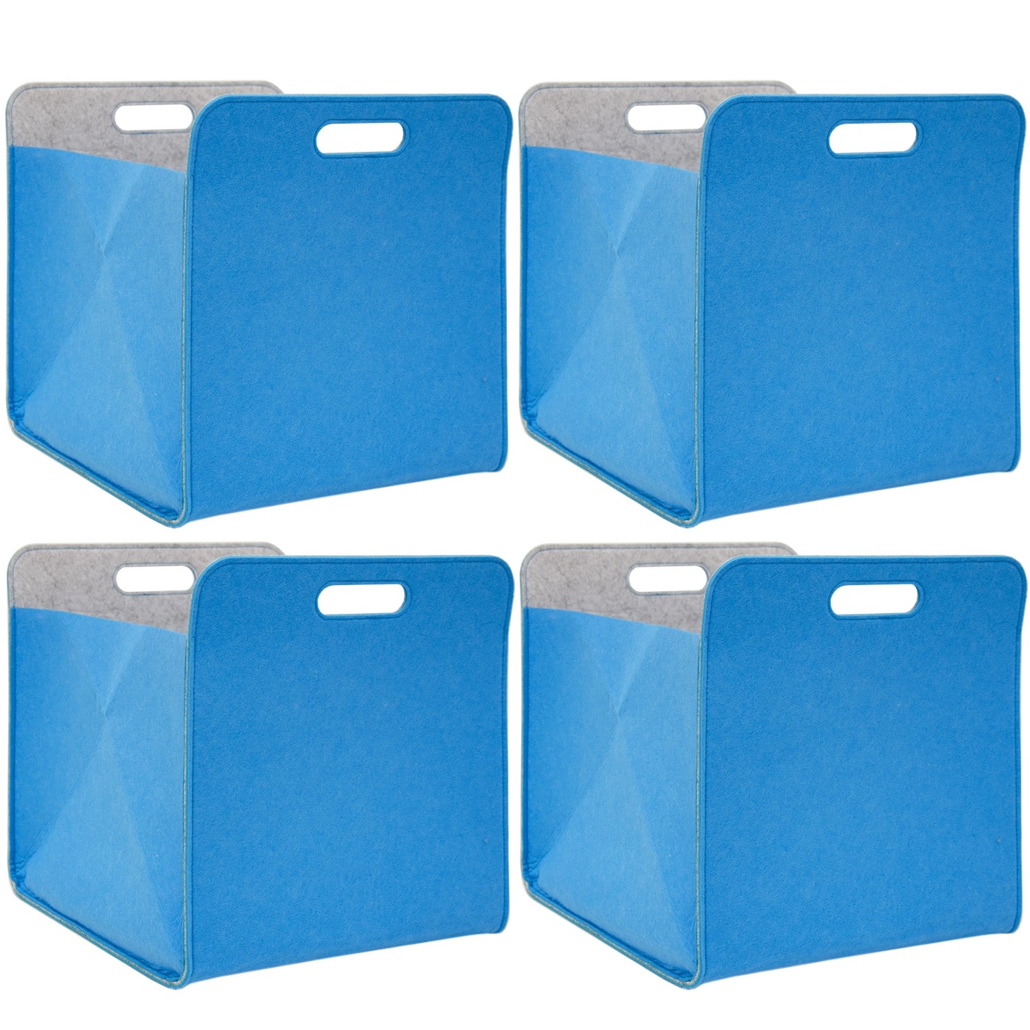 DuneDesign Filz Aufbewahrungsbox für Kallax Regal 33 x 33 x 38 cm 4er Set Blau