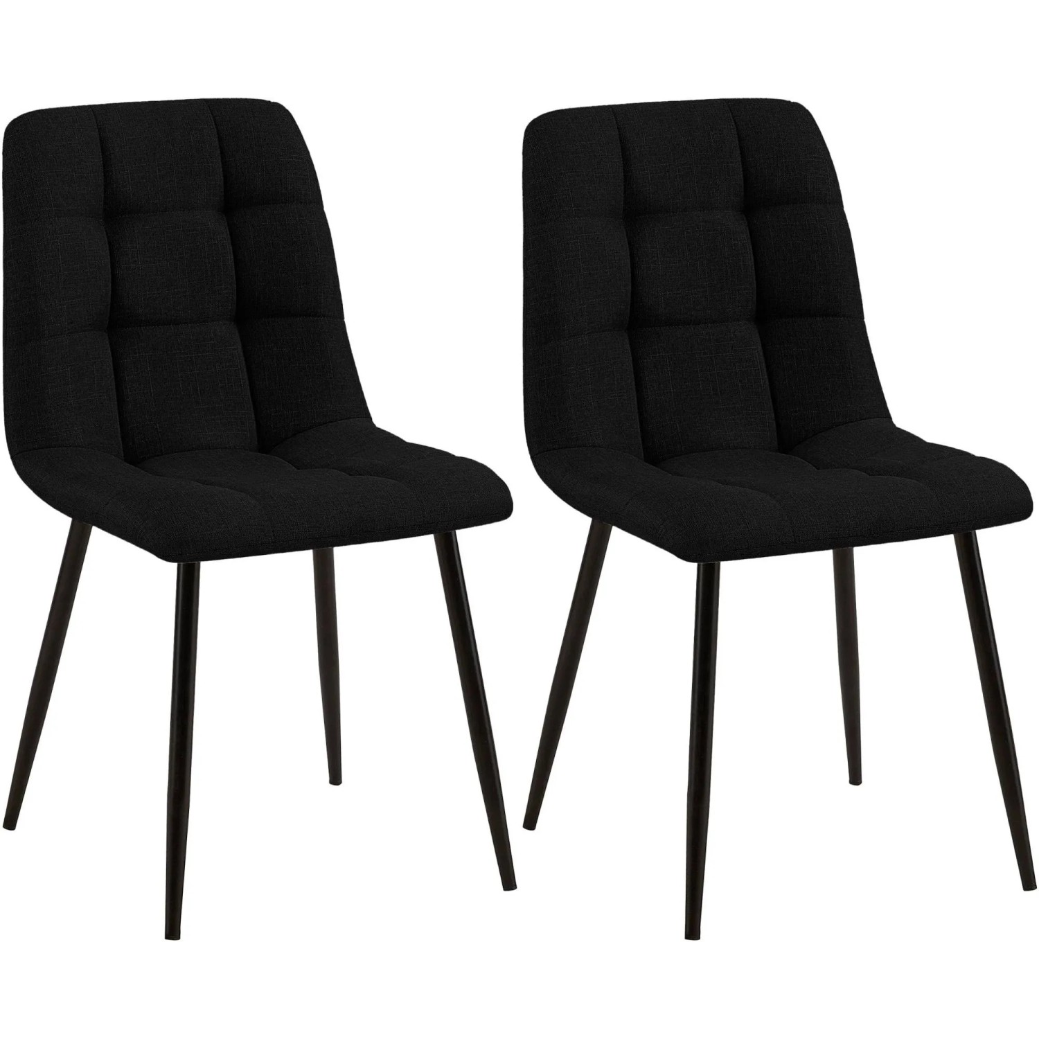 DELUKE 2er Set Esszimmerstuhl FIGAD Stoff Schwarz 45x55x84cm Essstühle Esszimmerstühle Küchenstühle Wohnzimmerstühle