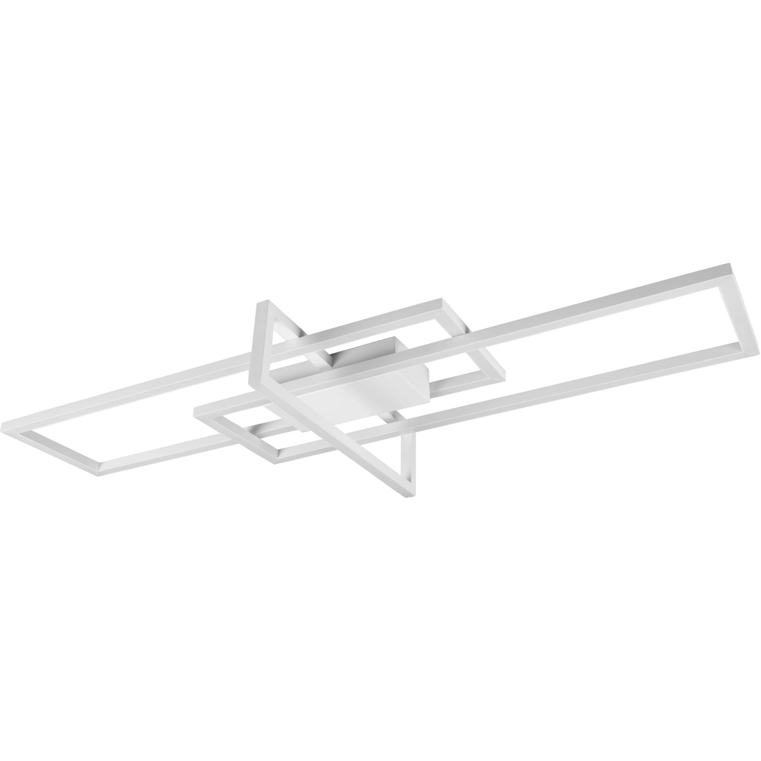 Moderne, dimmbare Trio LED Deckenleuchte Salinas in Weiß matt mit geometrischem Design.