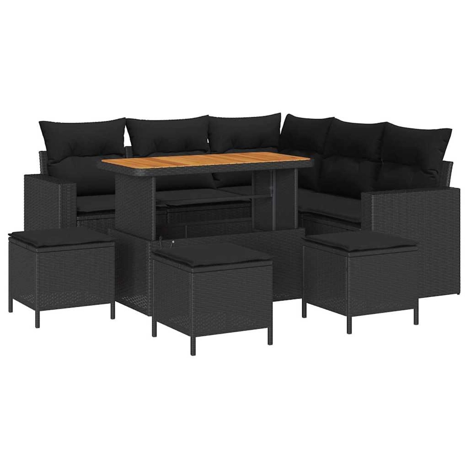 vidaXL Garten-Sofa-Set 9-Tlg Schwarz Poly Rattan 3361619 günstig online kaufen