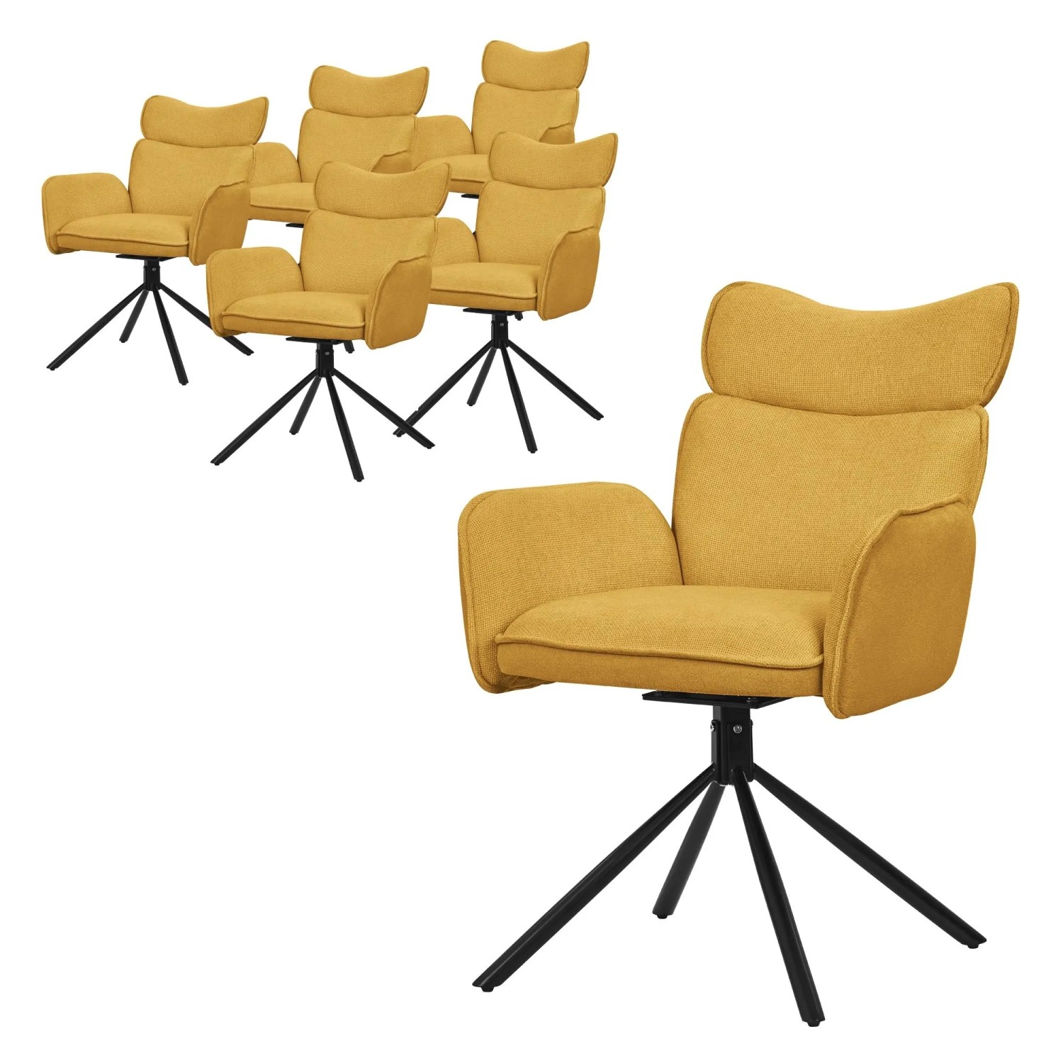 ML-Design Esszimmerstühle Drehbar 6er Set Senf mit Stoffbezug