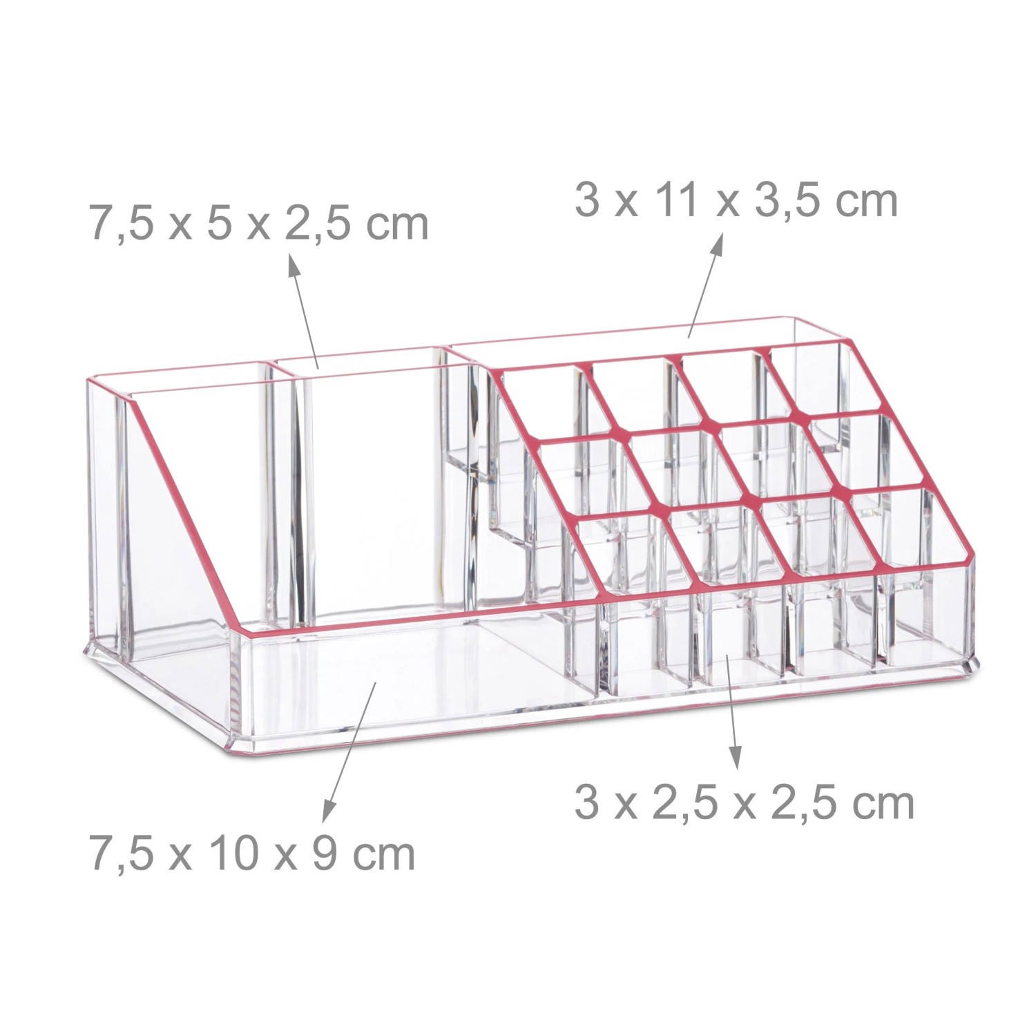 Relaxdays Make Up Organizer Acryl Pink Gestreift 4 Schubfächer 19 cm x 24 cm x 13,5 cm 1,3 kg_5