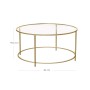 Vasagle Couchtisch mit Glasplatte, Ø 84 cm, goldener Stahlrahmen.