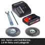 Einhell Akku-Fugenreiniger GC-CC 18 Li Kit: Akku, Ladegerät, Nylon- und Stahlbürste im Set.