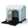 Costway Wetterfestes Hundehaus Blau 75 x 57 x 68 cm