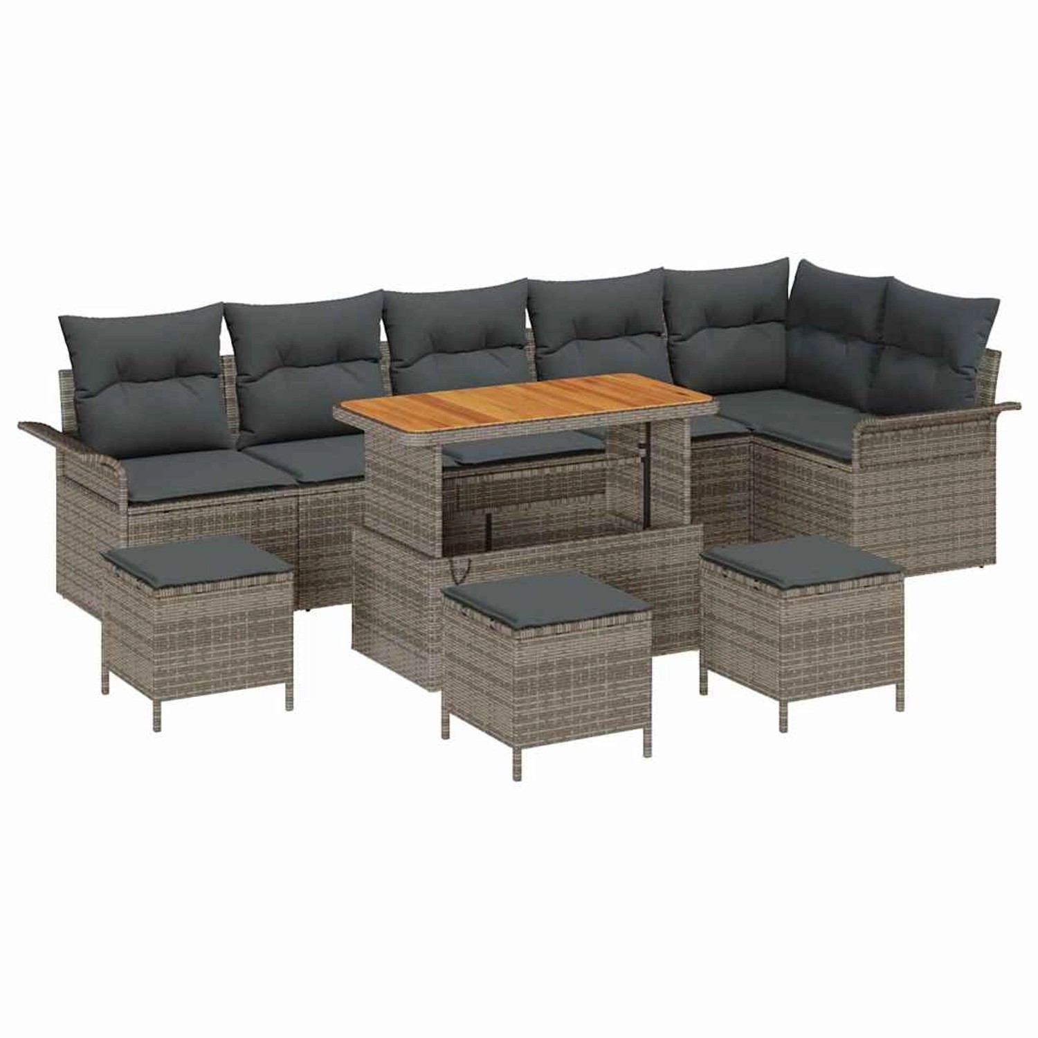 vidaXL Garten-Sofa-Set 10-Tlg Grau Poly Rattan 3362163 günstig online kaufen