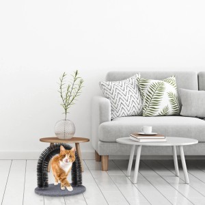 Relaxdays Enthaarungsbogen für Katzen in Schwarz-Grau mit Katzenminze. Fellpflege und Massage für Katzen.