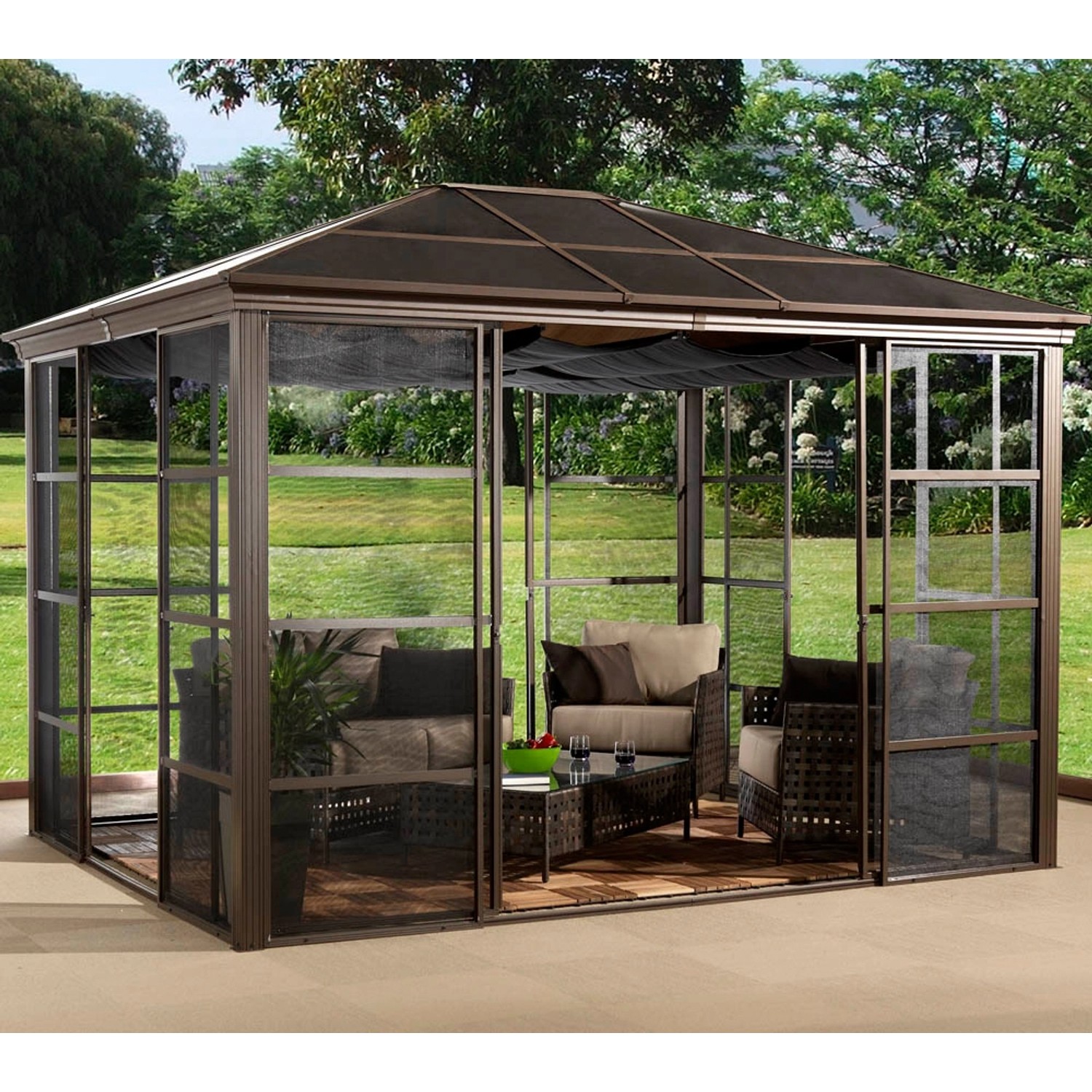 Sojag Aluminium Pavillon Castel 10 x 12 Bronze 298 cm x 362 cm x 283 cm