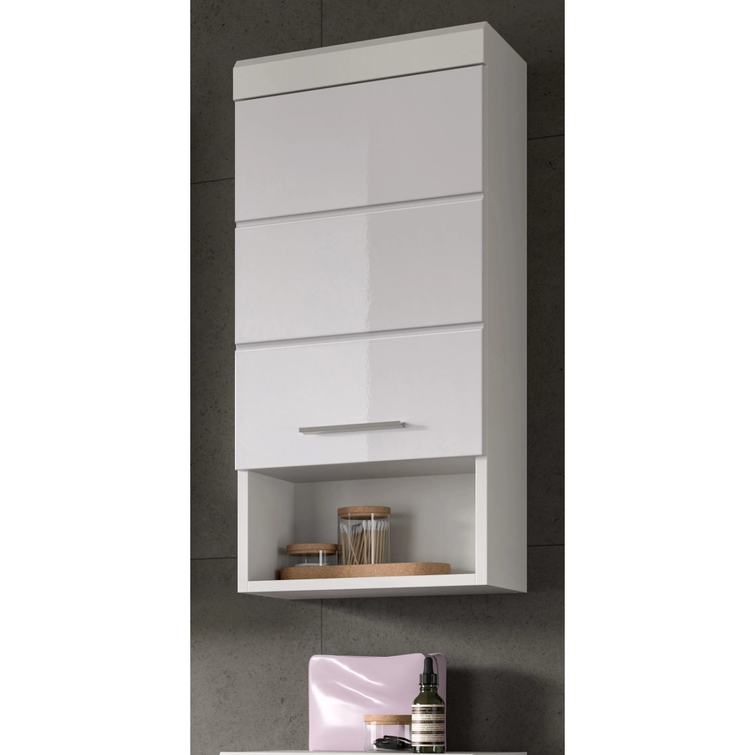 Thumbnail - Inn.Furn Badezimmer Hängeschrank in Weiß Hochglanz 37 x 79 cm Shawn