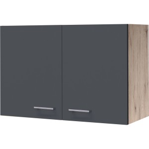 Flex-Well Oberschrank Morena, 80 cm, Basaltgrau/San Remo Eiche, Küchen-Hängeschrank mit zwei Türen.