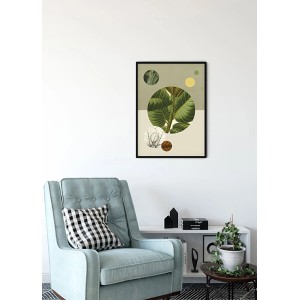 Komar Wandbild Green Structure, 30x40 cm, mit Pflanzenmotiv im Kreis, gerahmtes Bild.