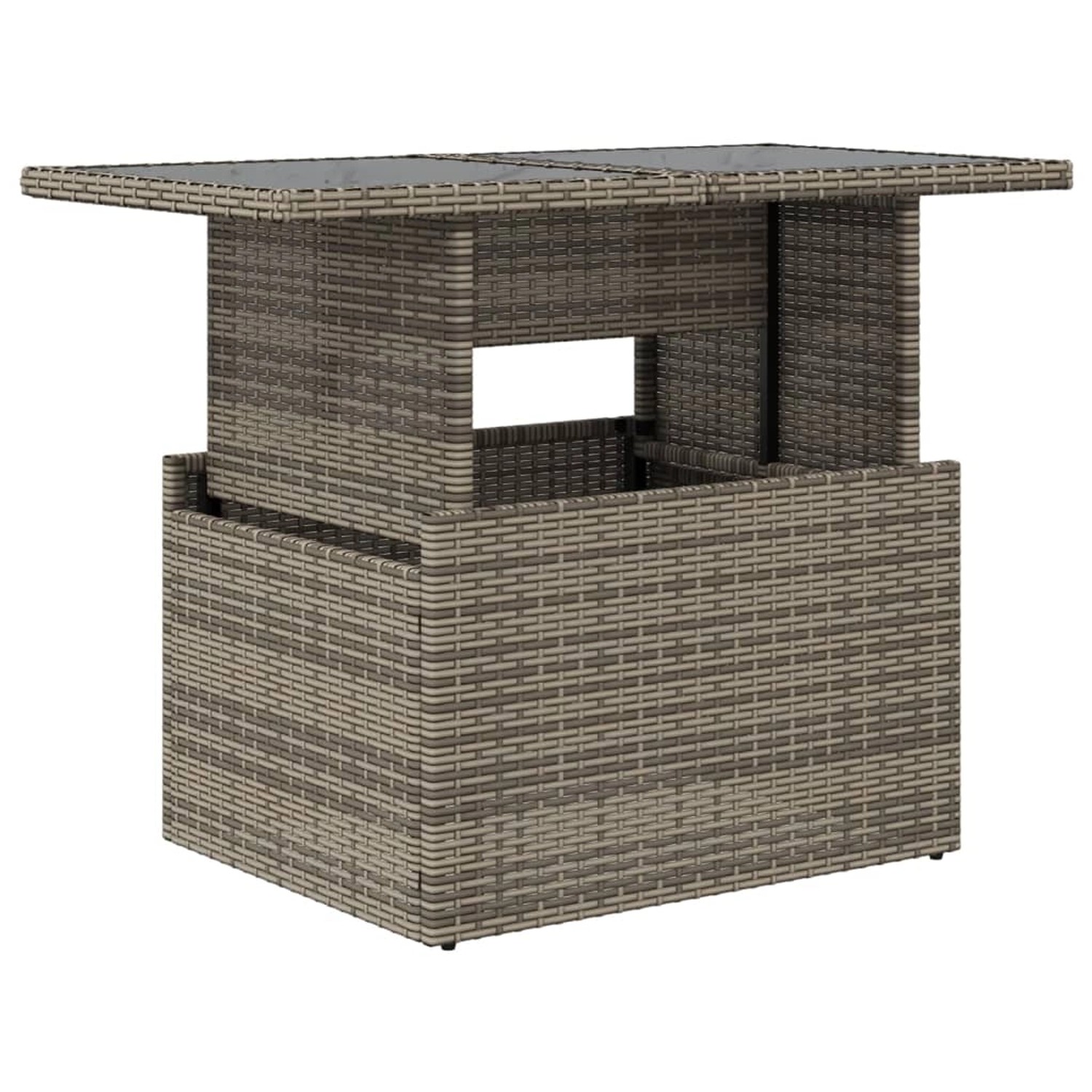 vidaXL Gartentisch mit Glasplatte Grau 100x55x73 cm Poly Rattan 366121