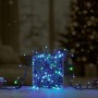 OBI Lichterkette mit 700 mehrfarbigen LEDs (blau/grün) und grünem Kabel, dekorativ in Glasgefäß, für Außenbereiche.