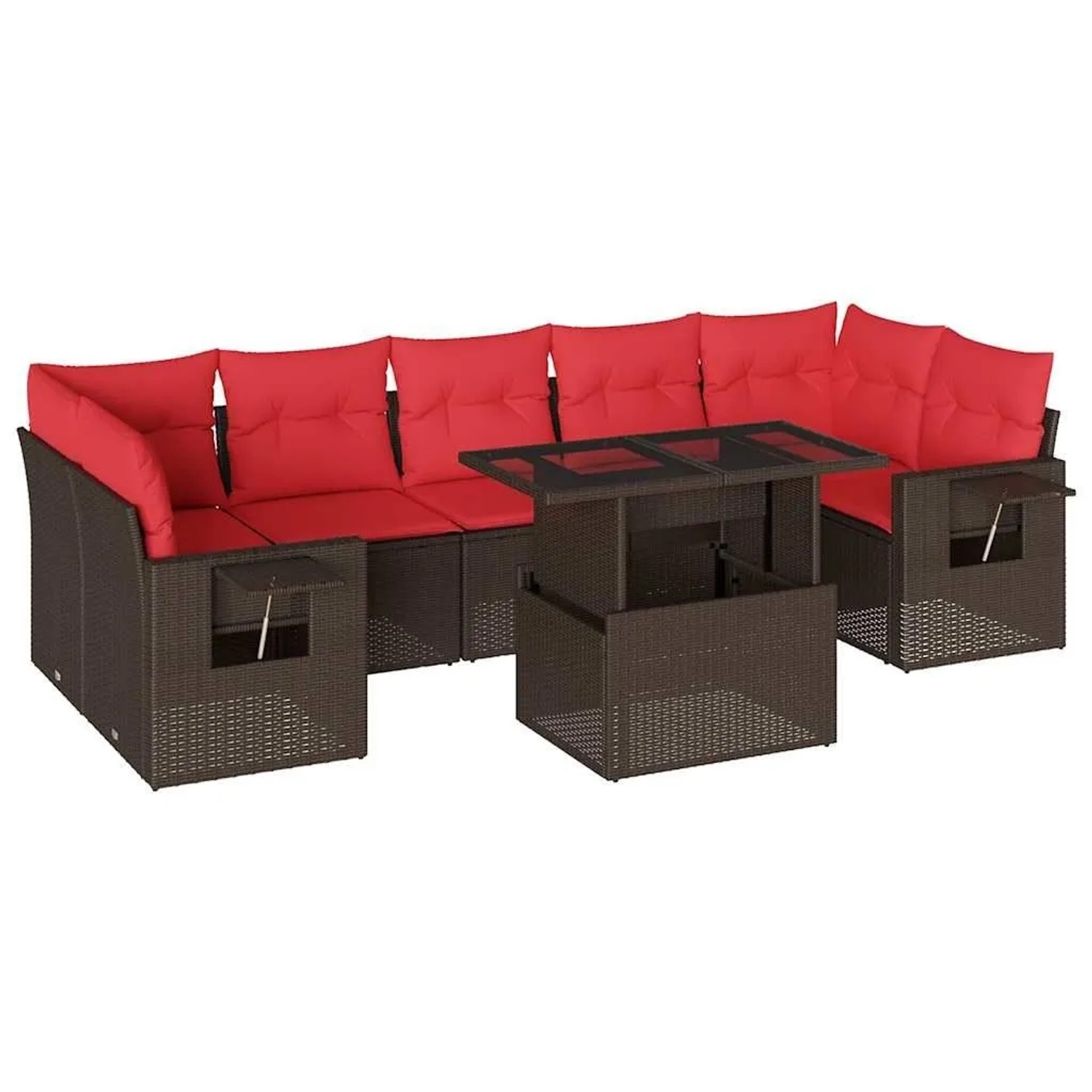 vidaXL 8-Tlg Gartensofa-Set mit Kissen Braun Polyrattan 3267784 günstig online kaufen