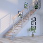 Moderne Treppe Kos mit 11 Buchenholzstufen und grauem Metallgeländer im Wohnraum.