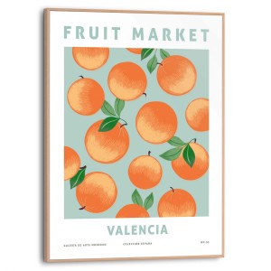 Gerahmtes Bild mit Orangen-Motiv für die Küche, 40x30 cm. Wandbild mit Früchten.