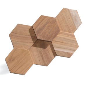 Rebel of Styles Holzverblender UltraWood Teak Hexagon, braune Wandverkleidung aus Teakholz.