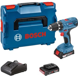 Bosch Professional Akku-Bohrschrauber GSR 18V-21 mit 2 Akkus, Ladegerät und L-Case.