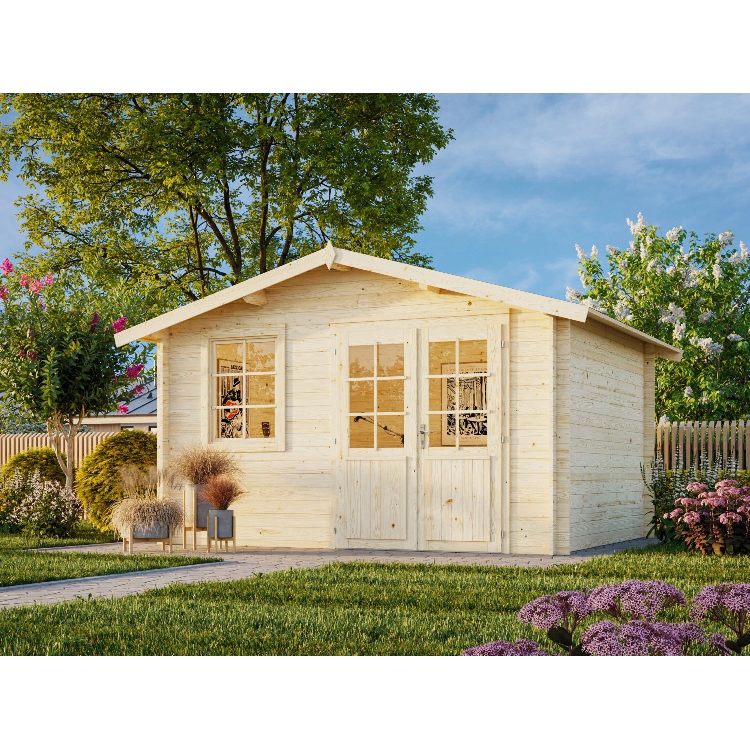 Palmako Gartenhaus Klara 360 x 300 cm Lackiert Grau-Anthrazit FSC® günstig online kaufen