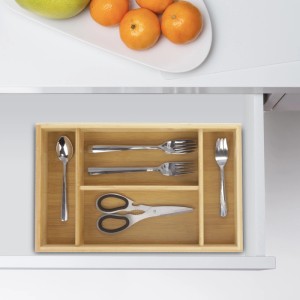 Relaxdays Besteckkasten Bambus Natur Mit Tragegriff 7 cm x 23 cm x 37 cm 1 kg