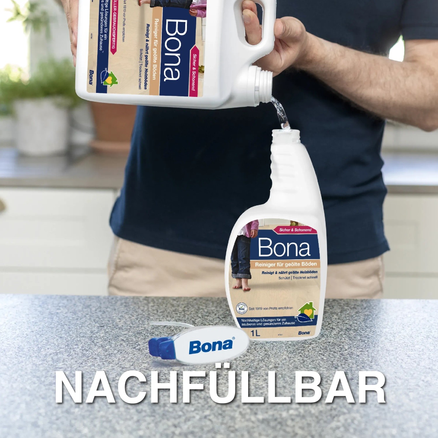 Bona Reiniger für geölte Böden, 1 l Sprühflasche wird nachgefüllt.