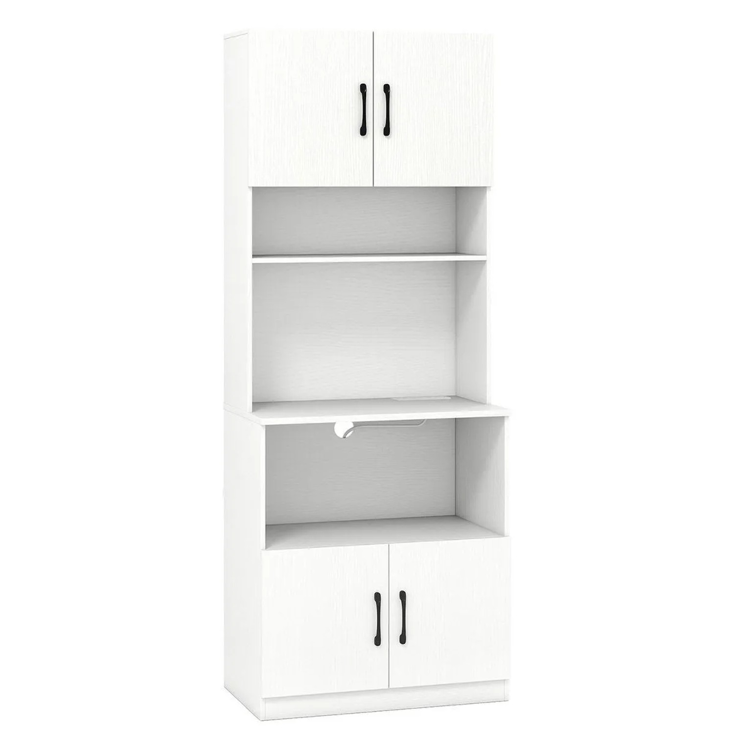 Costway Küchenschrank Holz mit Steckdosen & Verstellbaren Regalen Weiß