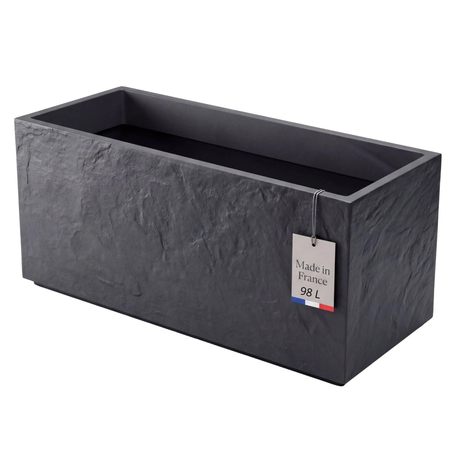BigDean Pflanzkübel Groß Außen ca. 100cm Schiefer Optik Blumentopf mit Wasserspeicher Winterfest Doppelwandig Rechteckig_7