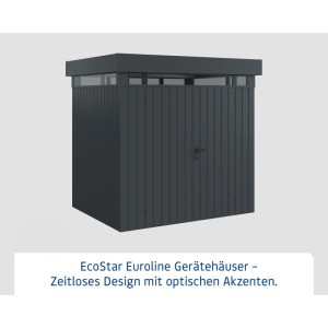 EcoStar Gerätehaus Euroline, anthrazitfarben mit Lichtband. Gerätehäuser für den Garten.