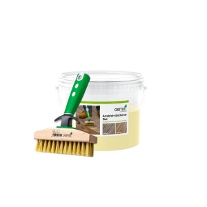 Osmo Anstrich-Entferner Gel 2,5L mit Terrassenbürste für alte Öl-Anstriche.
