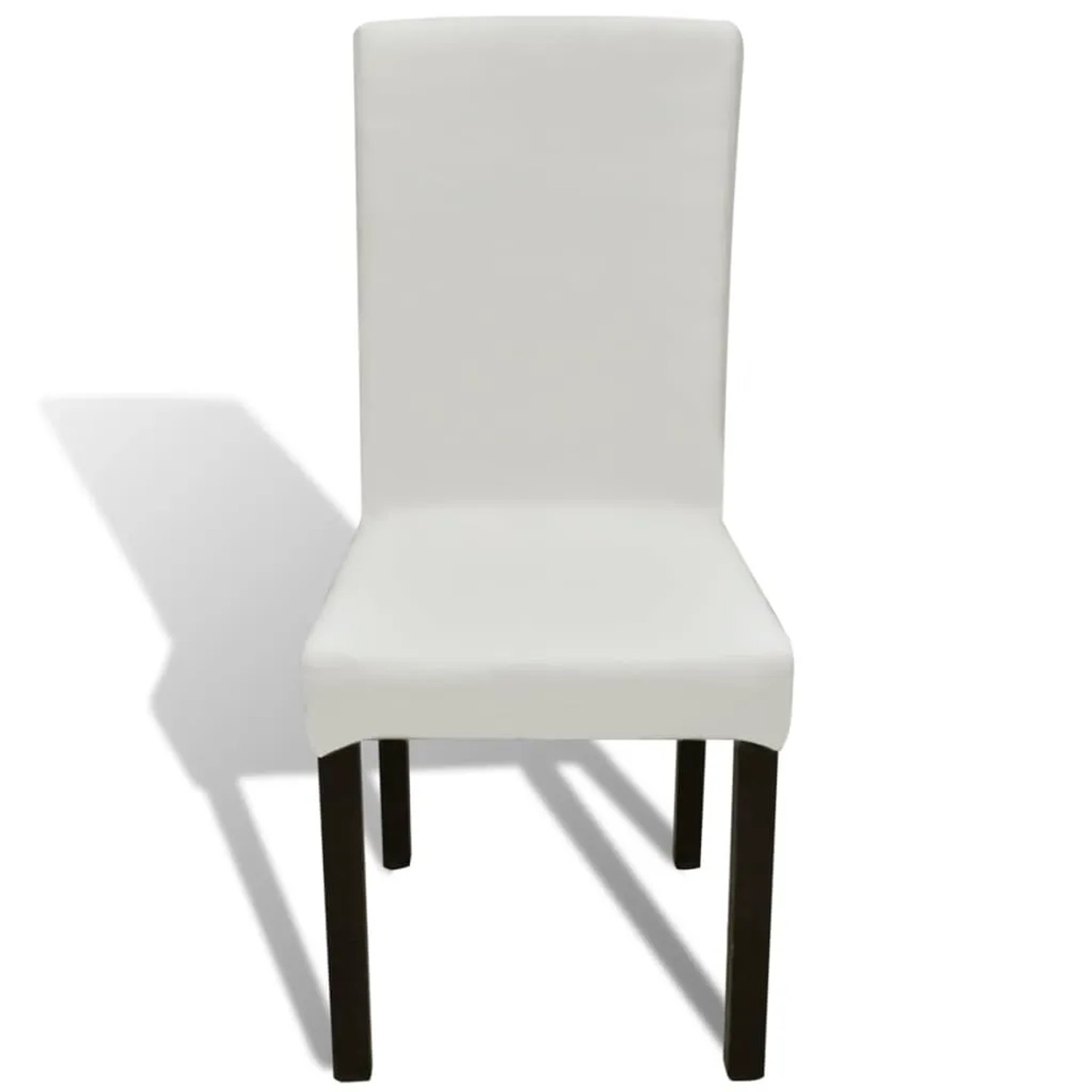 Creme Stuhlhussen 6er Set, elastisch und waschbar, für Esszimmer und Partys.