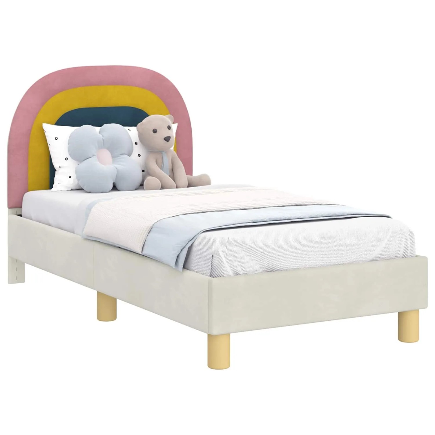 vidaXL Kinderbettgestell mit Kopfteil Creme 70 x 140 cm Samt 42011004 günstig online kaufen
