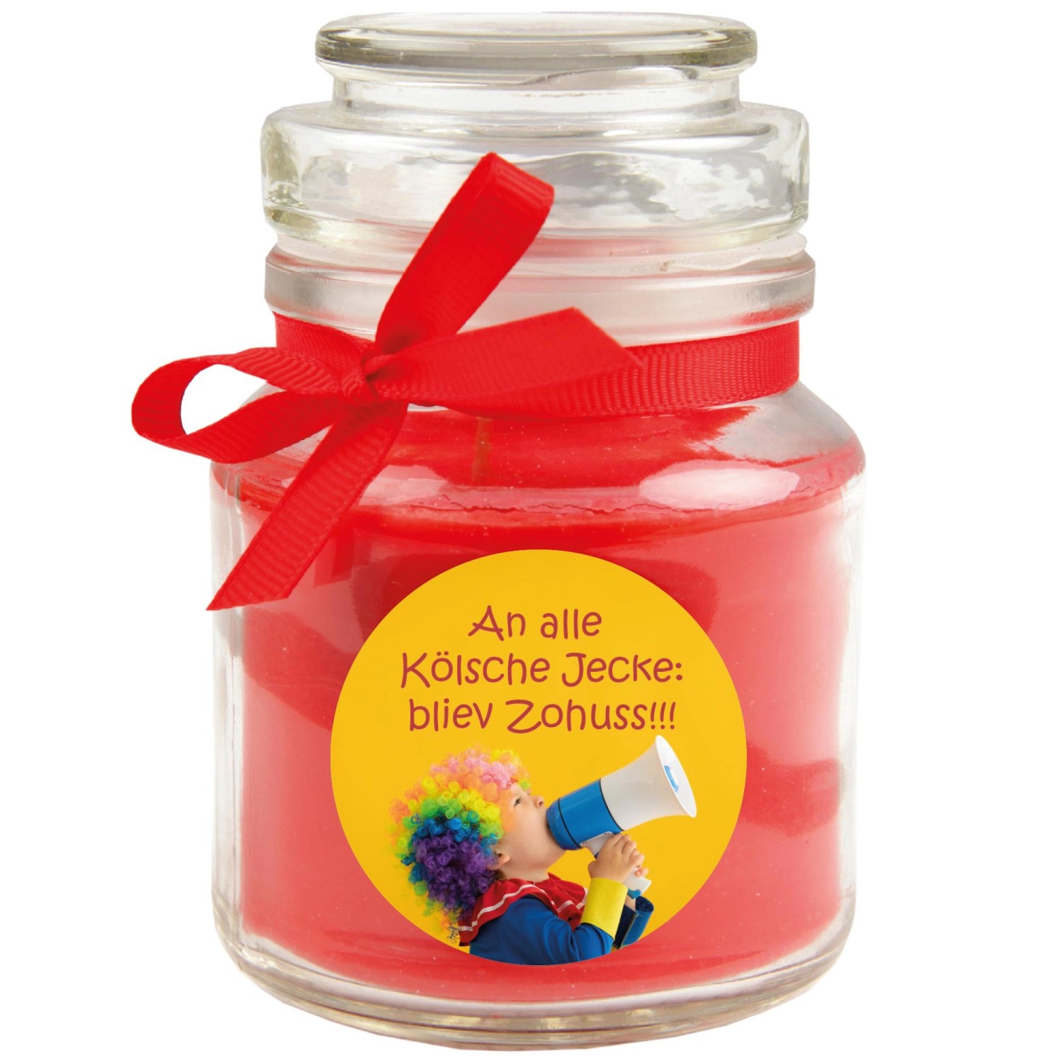 HS Candle Duftkerze & Glas Karneval Rot Bonbon 30h günstig online kaufen