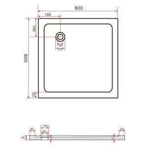Glasdeals Duschwanne Duschtasse Acryl 5 x 80 x 80 cm 3900