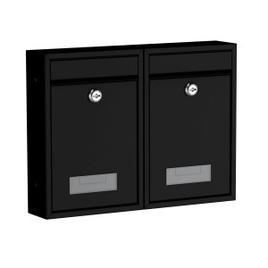 Basi Briefkasten Set, 2 mattschwarze BK 100M Briefkästen für Mehrfamilienhäuser.