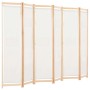 6-teiliger, cremeweißer Raumteiler (240x170x4 cm) aus Stoff und Holz für flexible Raumgestaltung.