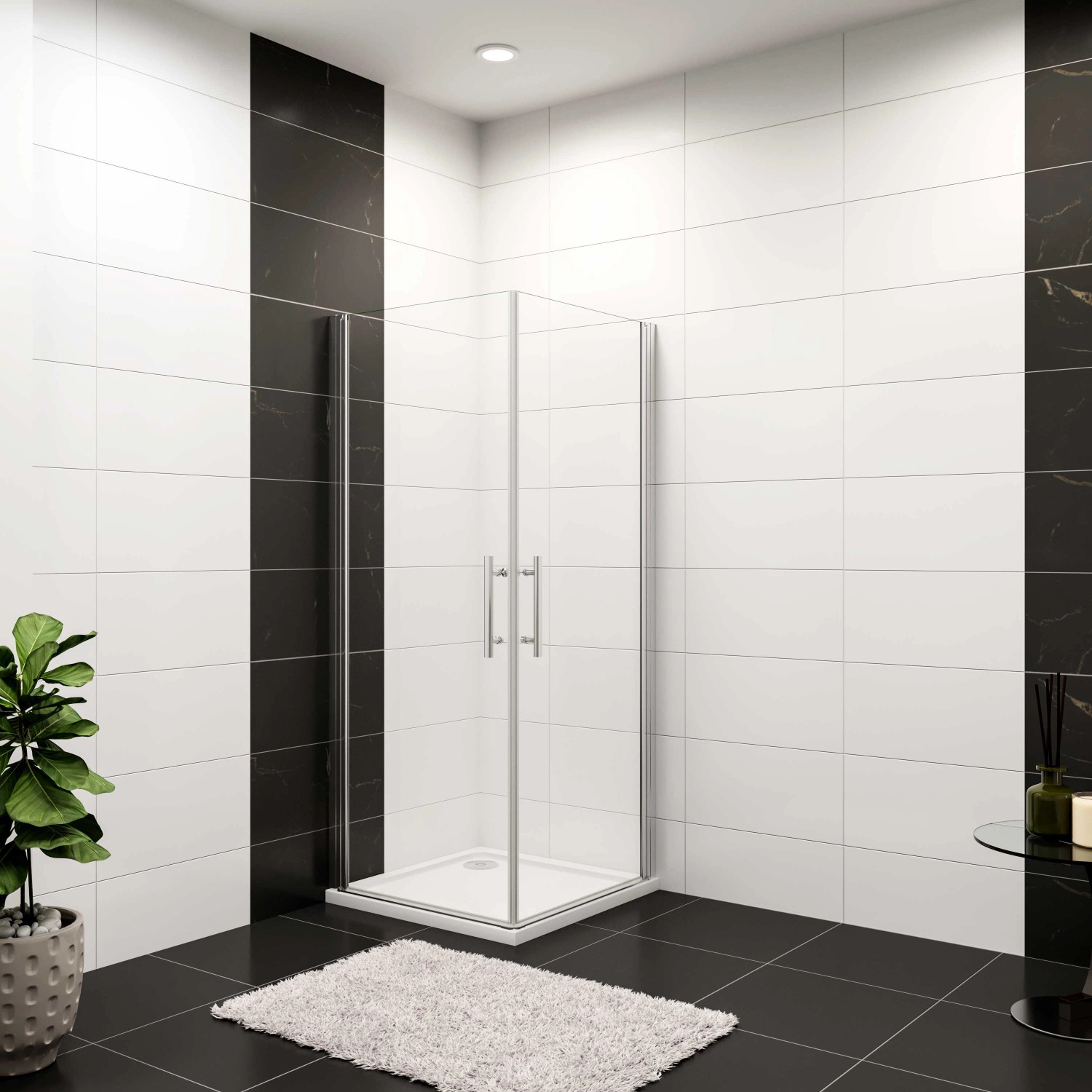 AICA Duschtür 100x100x185cm Duschkabine 6mm ESG NANO Glas Eckeinstieg Pende günstig online kaufen